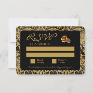 Black And Gold Goth Pattern  RSVP Card