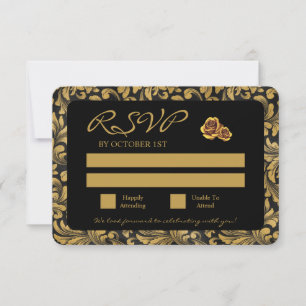 Black And Gold Goth Pattern  RSVP Card
