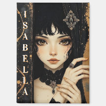 Black and Gold Gothic Anime Girl Personalized