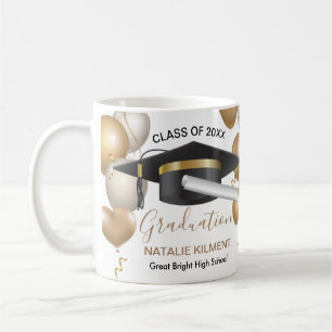 Black and Gold Graduate Cap Graduation 2022 Coffee Mug
