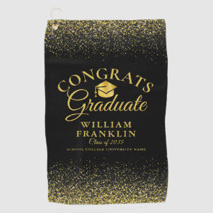 Black And Gold Graduate Modern Graduation Golf Towel