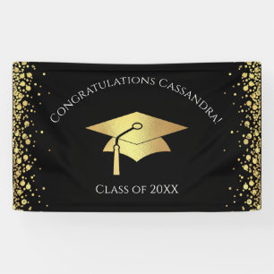 Black and Gold Graduation Banner