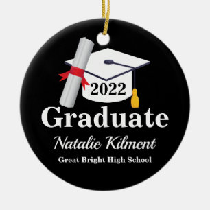 Black and Gold Graduation Cap Class of 2022 Photo Ceramic Ornament