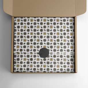 Black and Gold Graduation Cap Pattern Tissue Paper