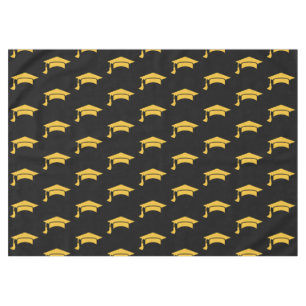 Black and Gold Graduation Cap Tablecloth