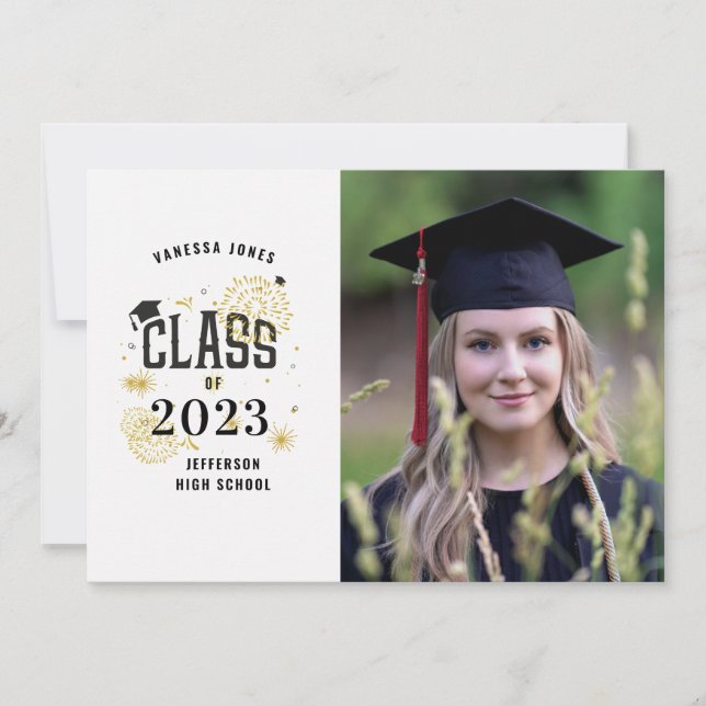 Black and Gold Graduation Celebration Announcement (Front)