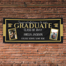 Black And Gold Graduation Congratulations Photo