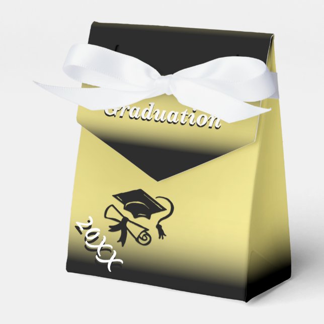 Black and Gold Graduation Favor Box (Front Side)