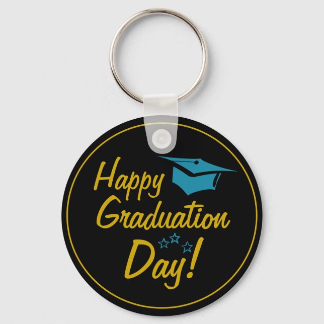 Black and Gold Graduation Gift for Grads  Keychain (Front)