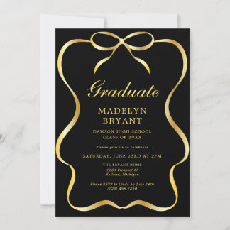 Black and Gold Graduation Grad Party Invitation