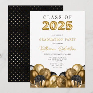 Black and Gold Graduation Invitation