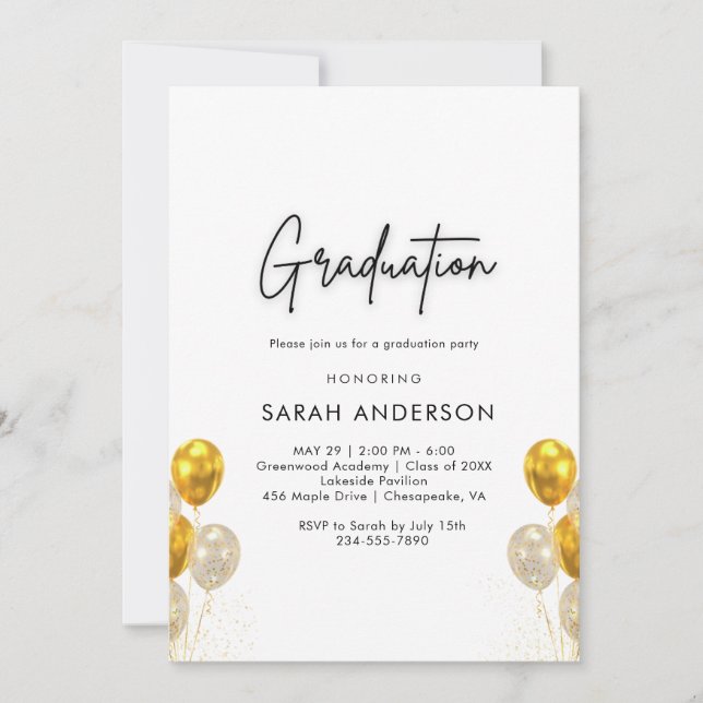 Black and Gold Graduation Invitation (Front)
