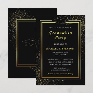 Black and Gold Graduation Invitation Example