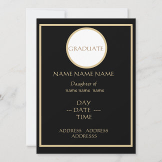 BLACK AND GOLD GRADUATION INVITE