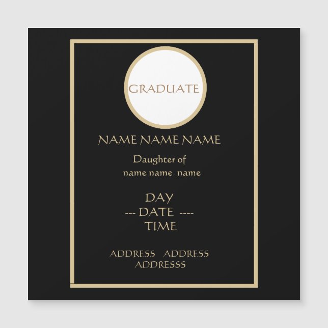 BLACK AND GOLD GRADUATION MAGNET (Front)