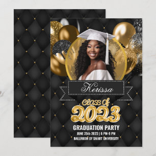 Black and Gold Graduation Party Invitation