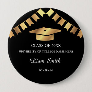 Black and Gold Graduation Souvenir Button