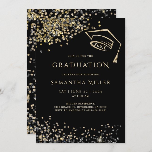 Black and Gold Graduation Template (Front/Back)