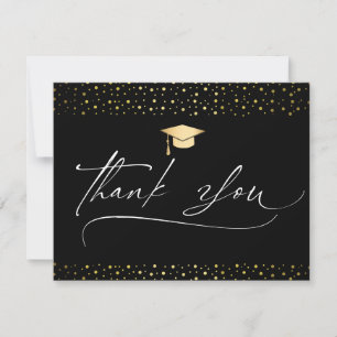 Black and Gold Graduation Thank You Card