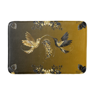Black and Gold Graphic Art, Ethereal Unison Bath Mat