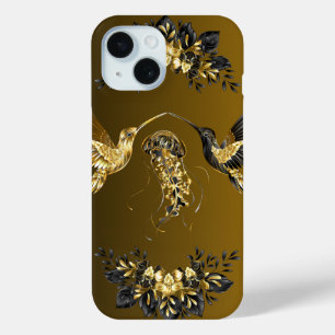 Black and Gold Graphic Art, Ethereal Unison iPhone 15 Case