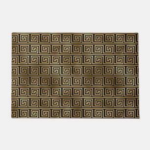 Black and Gold Greek Key Pattern  Doormat