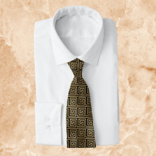 Black and Gold Greek Key Pattern Tie
