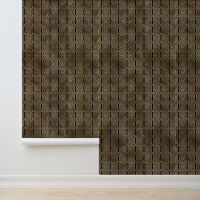Black and Gold Greek Key Pattern  Wallpaper (Application)