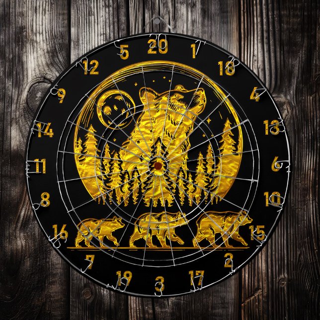Black and Gold Grizzly Bear Beauty Dartboard (Creator Uploaded)