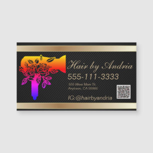 Black and Gold hair Salon QR code Magnetic Card