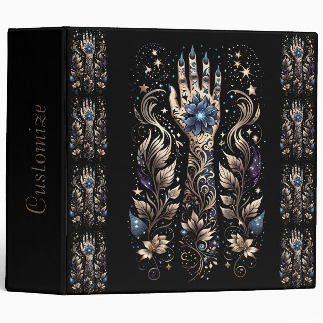 Black And Gold Hand Tattoo Binder (Front/Spine)