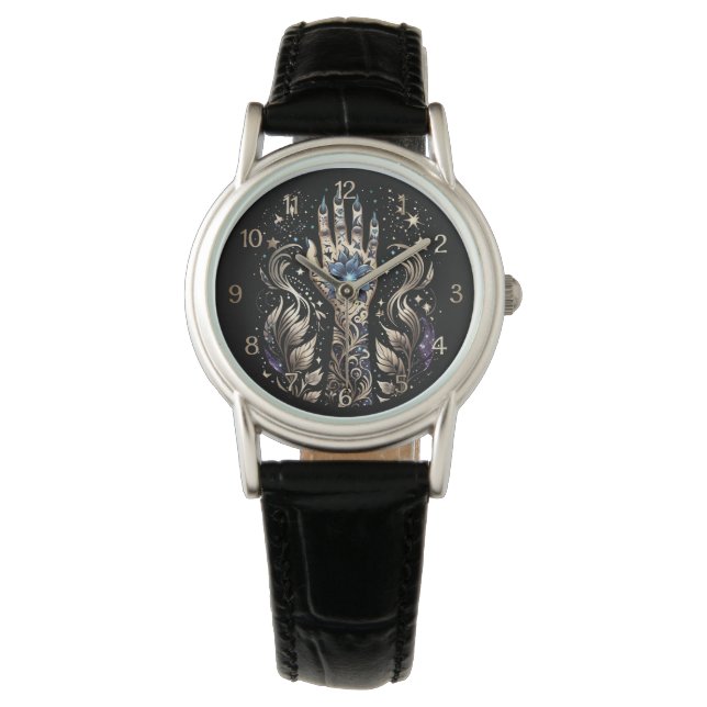 Black And Gold Hand Tattoo Watch (Front)