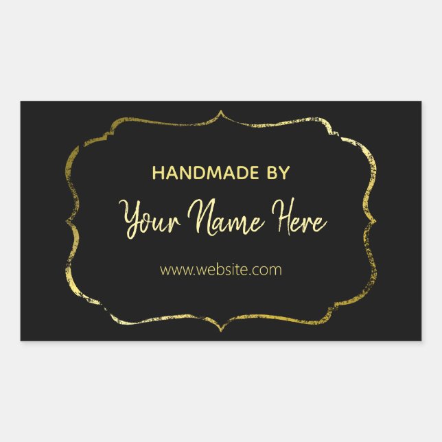 Black And Gold Handmade Sticker (Front)