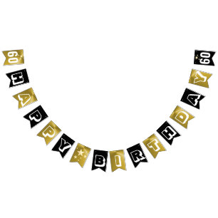 Black And Gold Happy 60th Birthday Bunting Flags