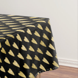 Black and Gold Hearts Tablecloth
