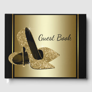 Black and Gold High Heel Shoe Guest Book