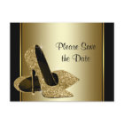 Black and Gold High Heel Shoe Save The Date