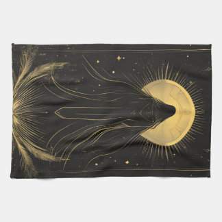 Black and Gold High Priestess Mystical Apron Kitchen Towel