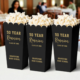 Black and Gold High School Class of Reunion Party Favor Box