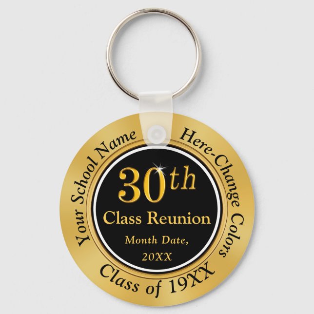 Black and Gold High School Reunion Ideas 30 years Keychain (Front)