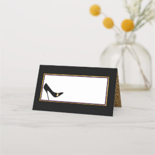 Black and Gold Highheel Wedding Place Card