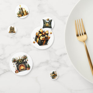 BLACK AND GOLD HOLIDAY CHRISTMAS THEME CONFETTI
