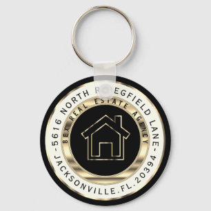 Black and Gold Home - Realtor Custom Keychain