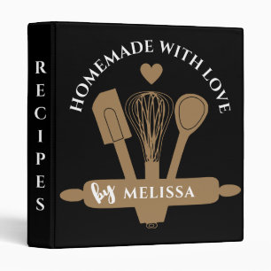 Black And Gold Homemade With Love Recipes Cookbook Binder
