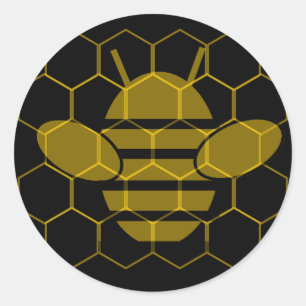 black and gold honey bee comb sticker