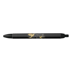 Black and Gold Hummingbird Black Ink Pen