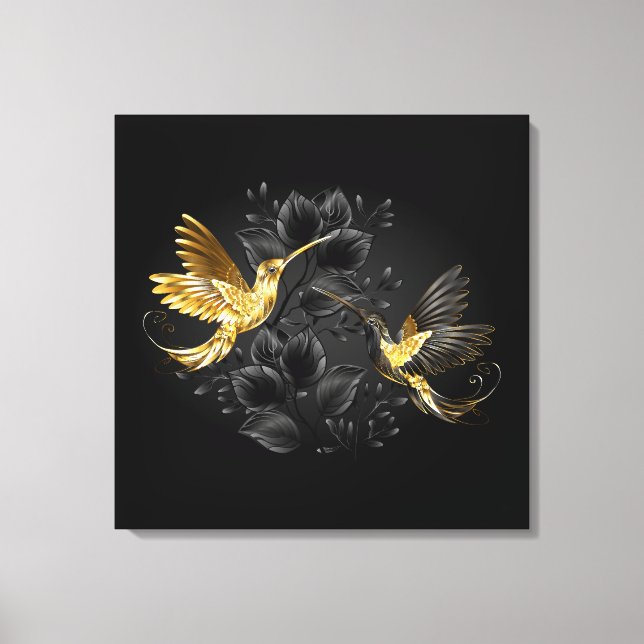 Black and Gold Hummingbird Canvas Print (Front)