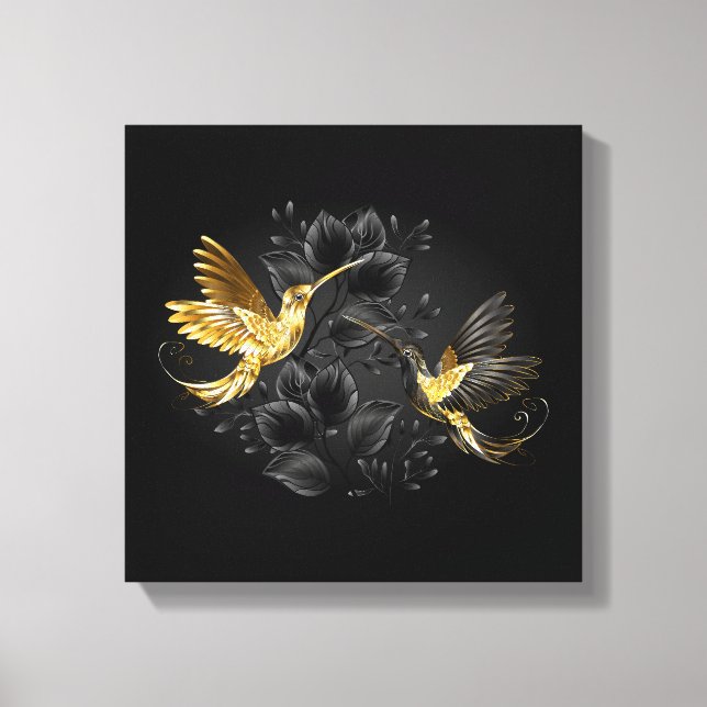 Black and Gold Hummingbird Canvas Print (Front)