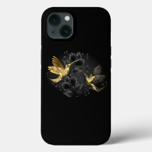 Black and Gold Hummingbird iPhone 13 Case