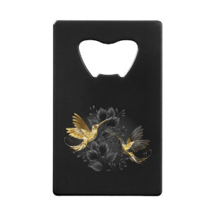 Black and Gold Hummingbird Credit Card Bottle Opener